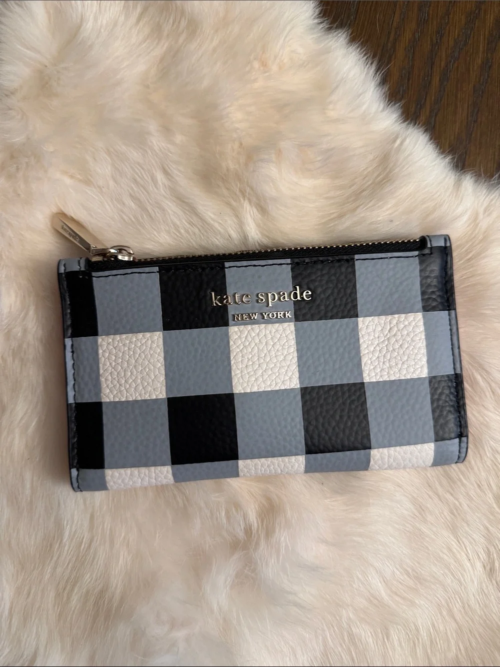 Kate Spade Bradley Gingham Print Leather Bifold Wallet NWOT